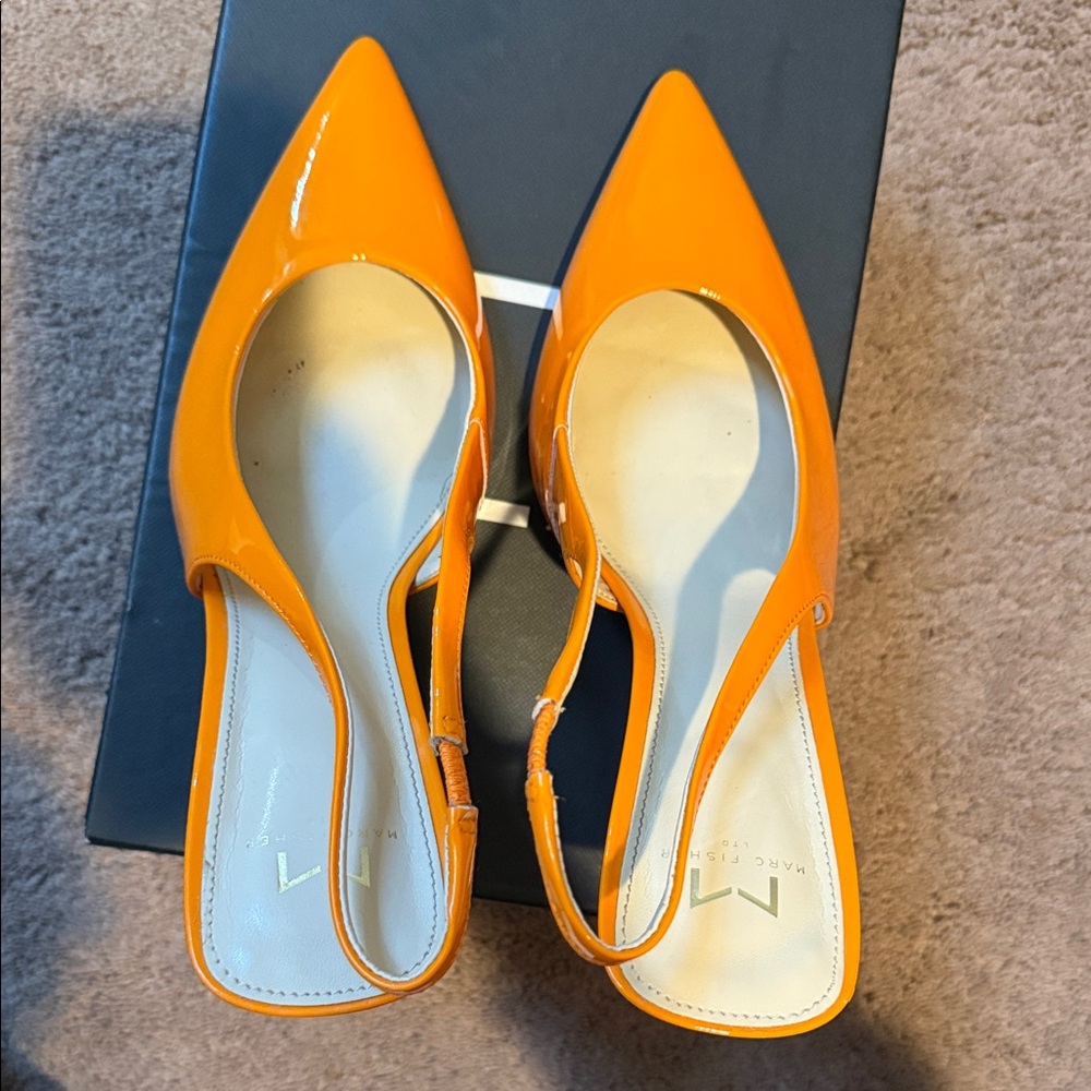Marc Fisher EMALYN Bright Orange Slingback Heels COMFY - Picture 2 of 6